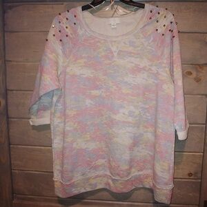 Pastel Camo 3/4 Sleeve Sweater